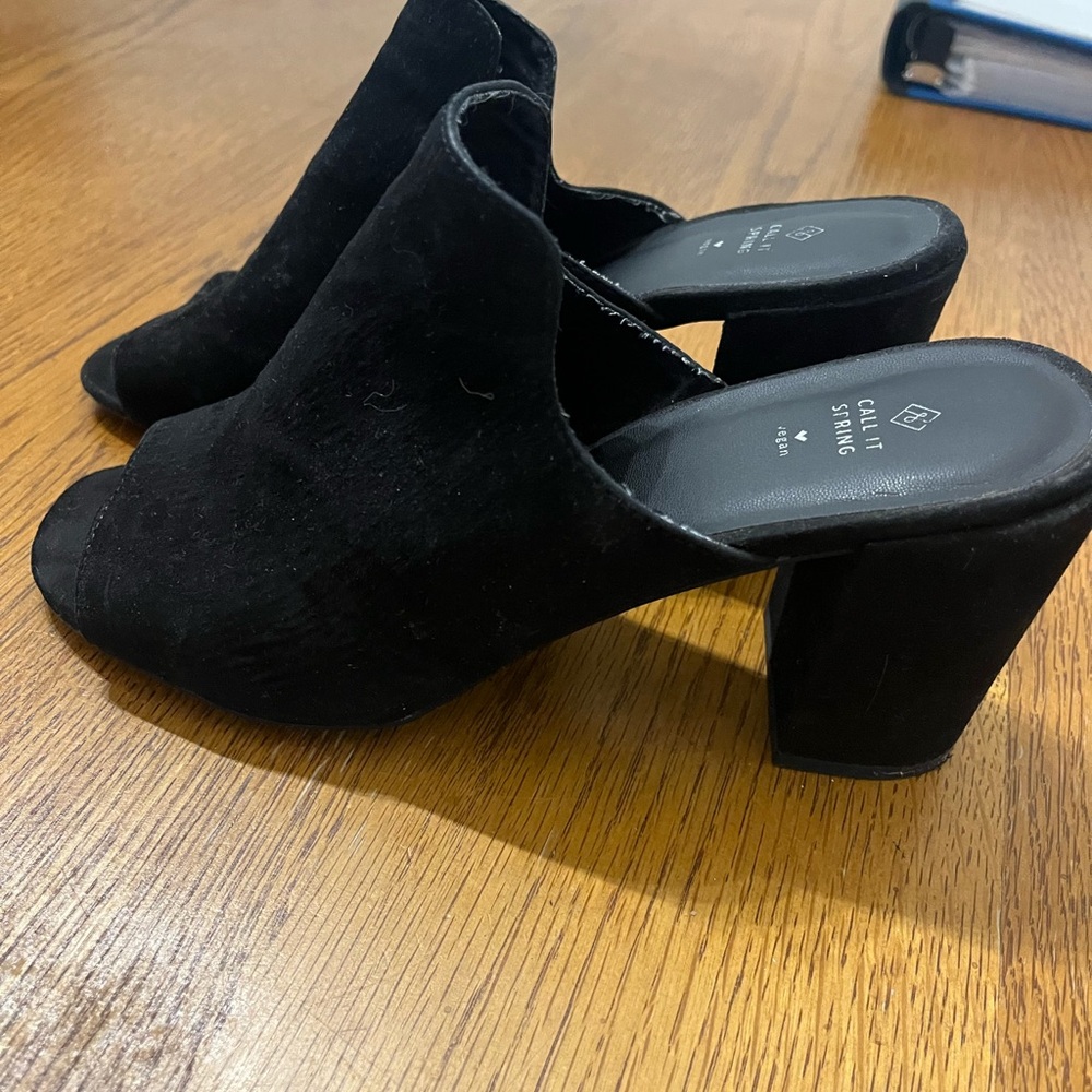 Call It Spring Black Mules with Chunky Heel